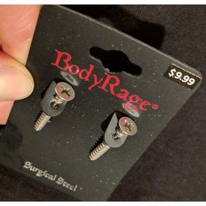 Brand new Body Rage fake screw style earrings